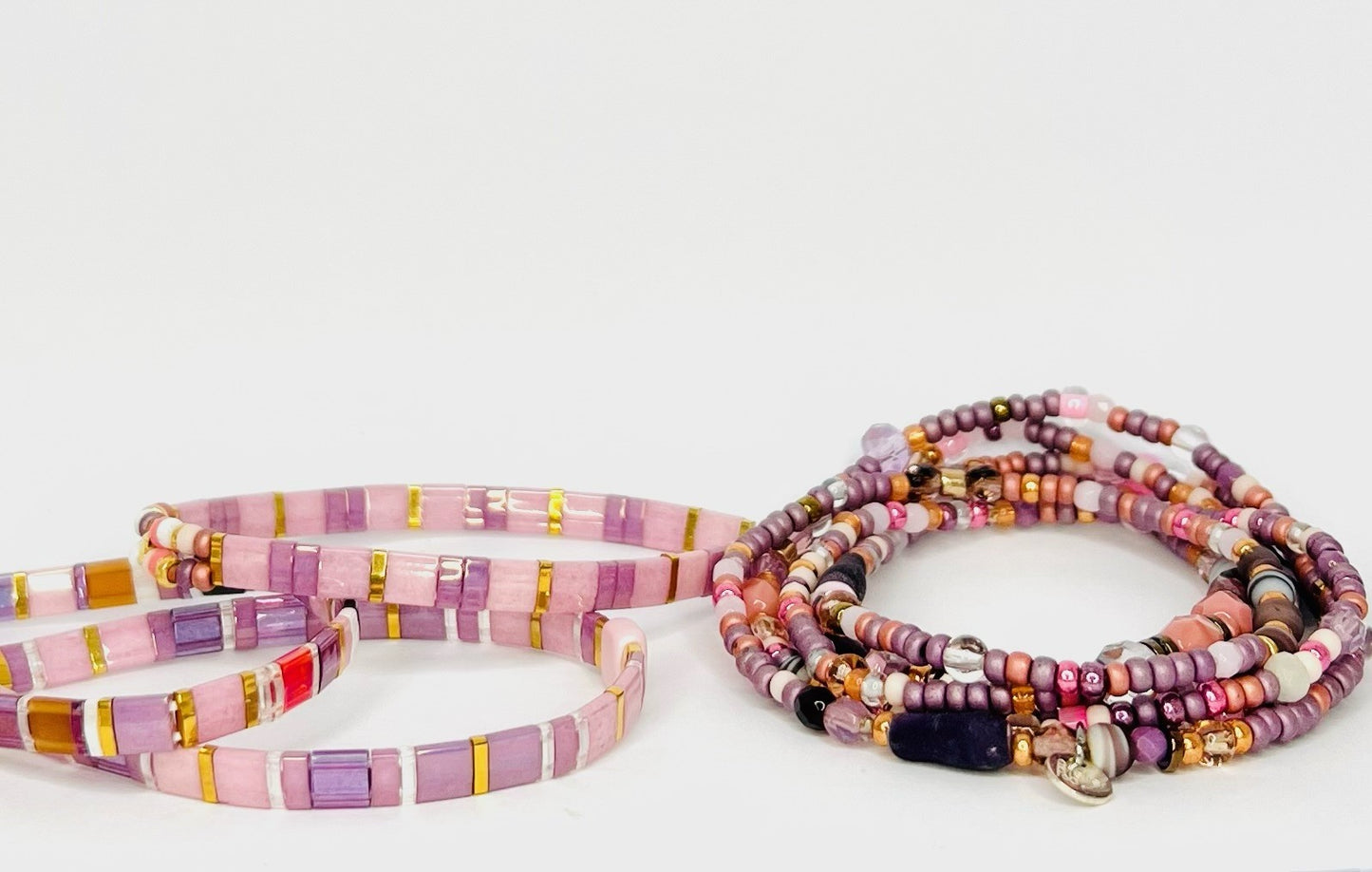 PINK SPIRIT sautoir long ou 6 tours poignet