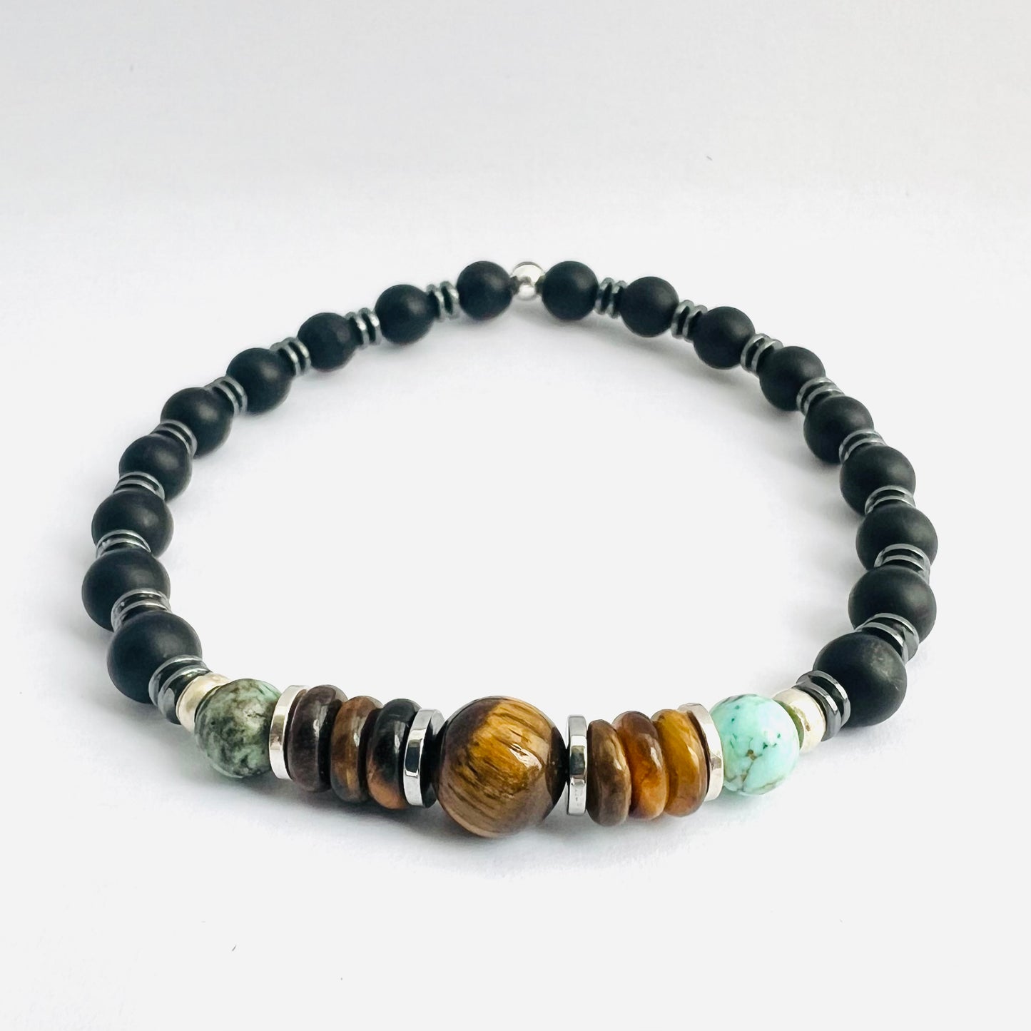 Bracelet FAREL SS24 turquoise et oeil de tigre