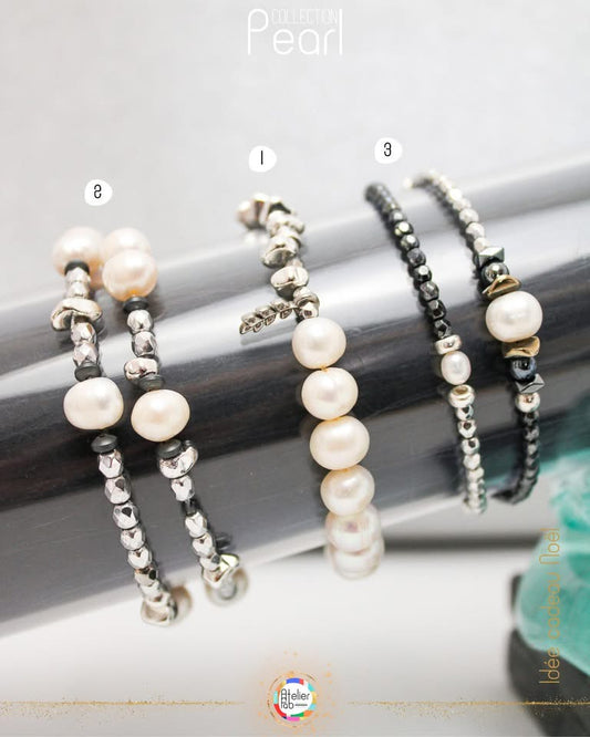 Choker PEARL silver black